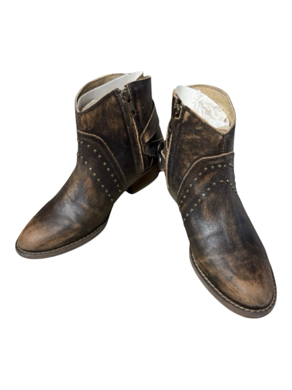 Circle G By Corral Women's LD Harness & Studs Western Ankle Boots Chocolate 8.5 - Picture 6 of 13